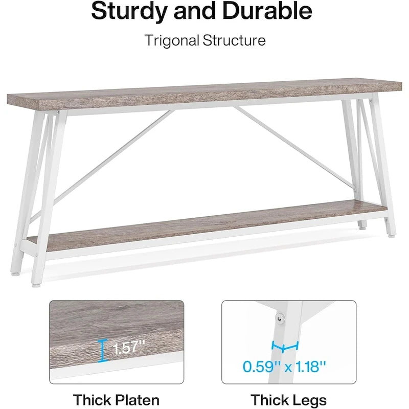 Table d'appoint étroite de 70,9 pouces de long à placer derrière un canapé dans une entrée