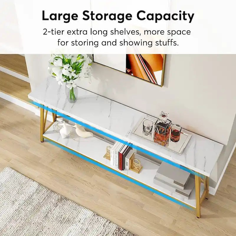 Table d'appoint étroite de 70,9 pouces de long à placer derrière un canapé dans une entrée