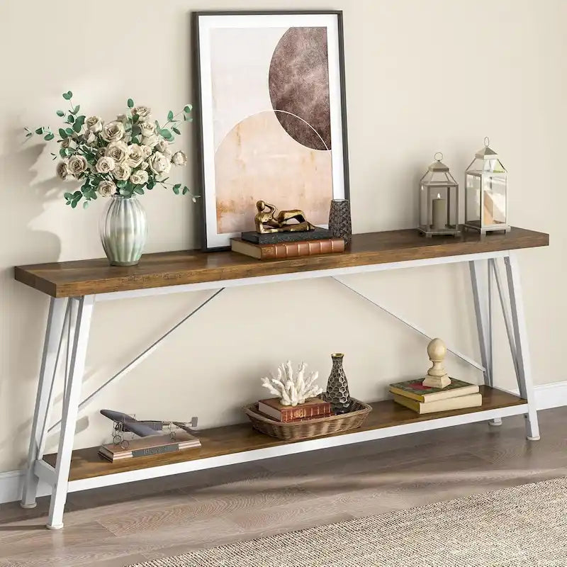 Table d'appoint étroite de 70,9 pouces de long à placer derrière un canapé dans une entrée
