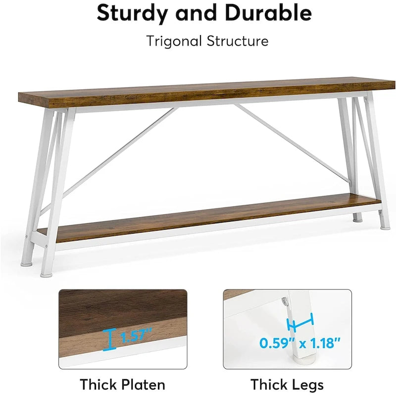 Table d'appoint étroite de 70,9 pouces de long à placer derrière un canapé dans une entrée