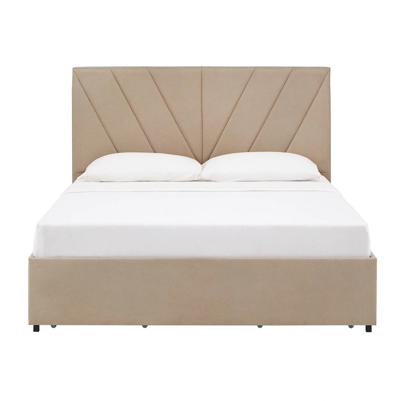 Lit plateforme de rangement avec tête de lit à profilés en V Arlert par iNSPIRE Q Modern