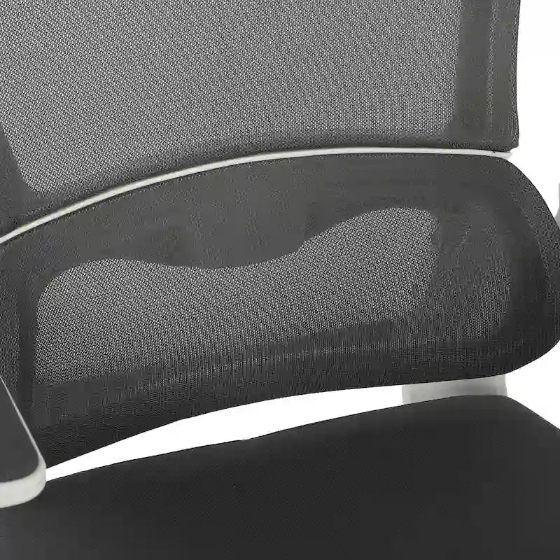 Chaise de bureau ergonomique à dossier haut en maille, idéale pour les petits travaux à domicile.