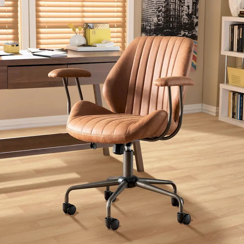 Chaise de bureau ergonomique OVIOS en tissu suédé avec soutien lombaire