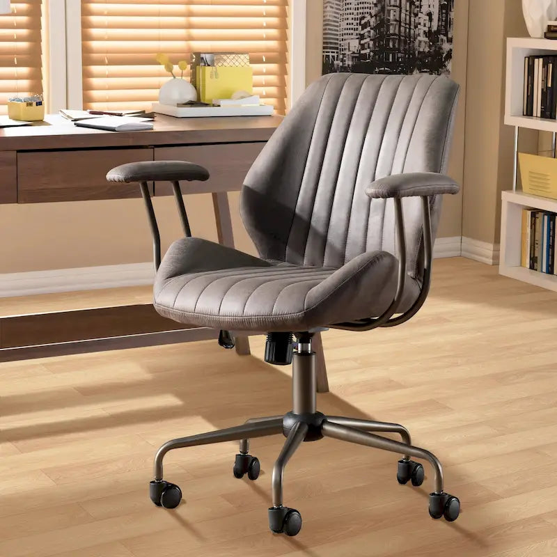 Chaise de bureau ergonomique OVIOS en tissu suédé avec soutien lombaire