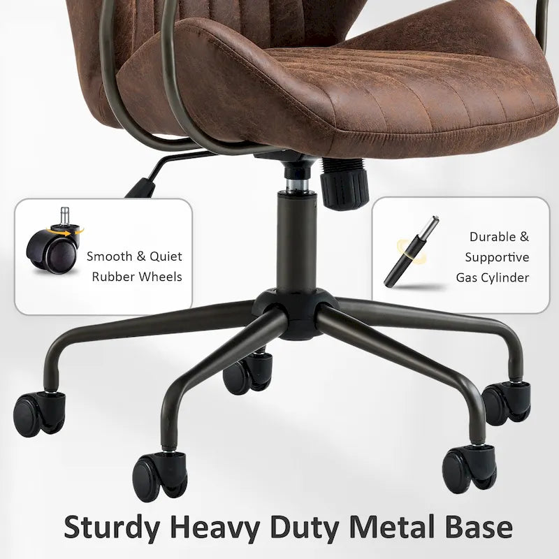 Chaise de bureau ergonomique OVIOS en tissu suédé avec soutien lombaire