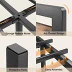 Cadre de lit Queen complet avec tête de lit, lit plateforme en métal robuste