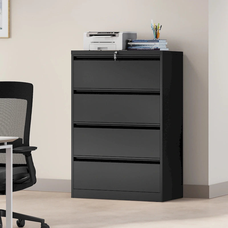 Classeur latéral en acier à 2/3/4 tiroirs verrouillables, 35 W, pour formats A4, Légal et Lettre