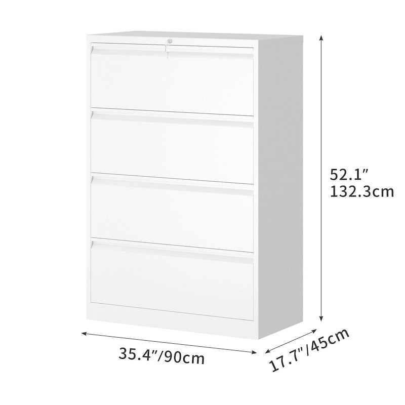 Classeur latéral en acier à 2/3/4 tiroirs verrouillables, 35 W, pour formats A4, Légal et Lettre