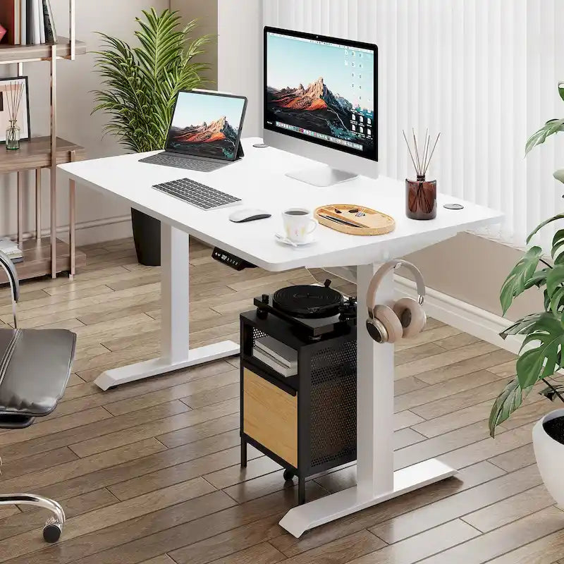 Futzca Height Adjustable Electric Standing Desk Sit Stand Computer Stand up Desk with Splice Board