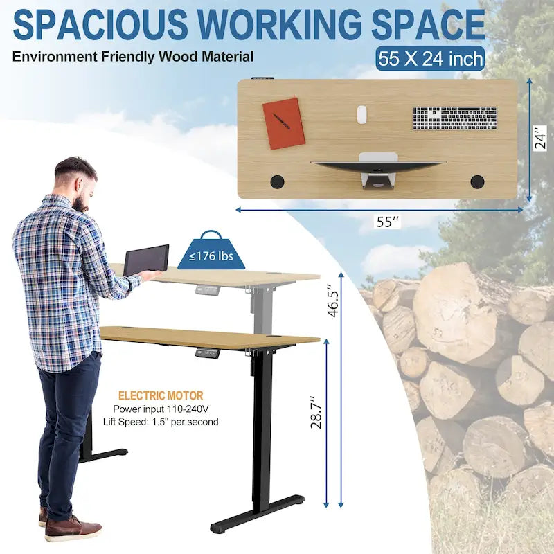 Bureau assis-debout électrique réglable en hauteur Futzca avec panneau de jonction