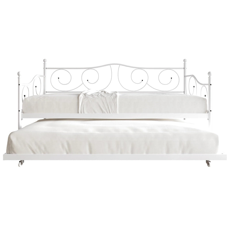 Lit de jour contemporain CraftPorch en métal, format simple, avec lit gigogne