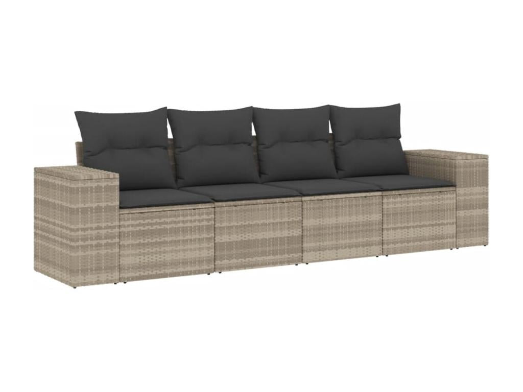 Ensemble de mobilier de jardin en résine tressée grise - dlz1766583480898