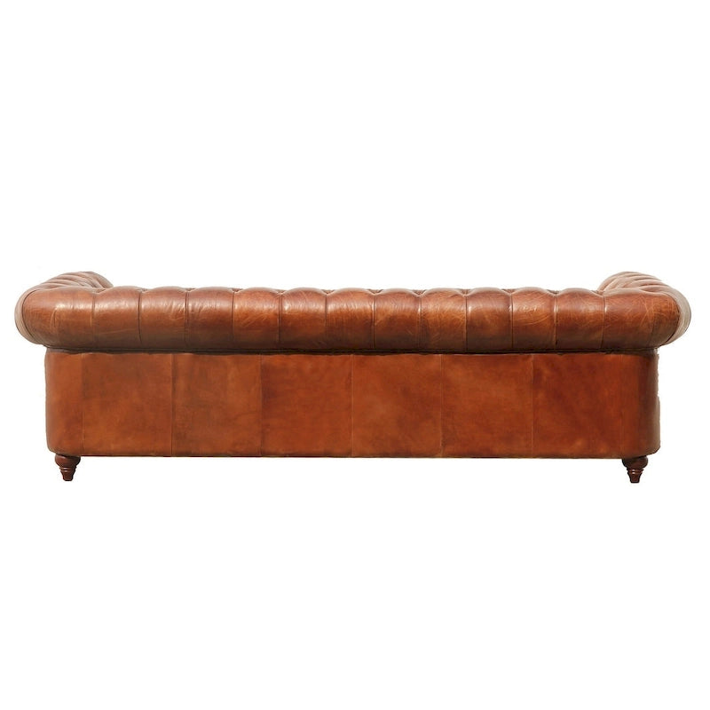 Canapé Chesterfield capitonné Paris Club de Pasargad Home, marron - 73 cm (H) x 247 cm (L) x 99 cm (P)