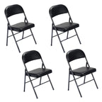 Folding Chairs with Leather Padded Seats Black 4-Pack
