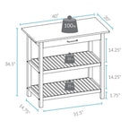 Îlot de cuisine à 2 étagères avec plateau en bois massif naturel - Non disponible