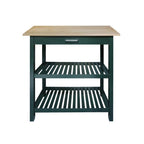 Îlot de cuisine à 2 étagères avec plateau en bois massif naturel - Non disponible