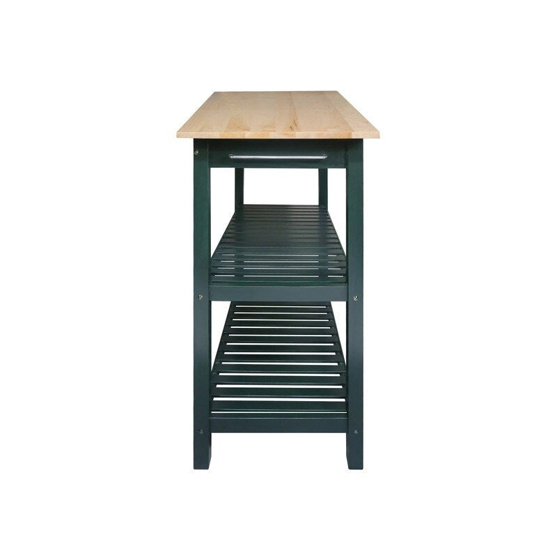 Îlot de cuisine à 2 étagères avec plateau en bois massif naturel - Non disponible