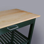 Îlot de cuisine à 2 étagères avec plateau en bois massif naturel - Non disponible