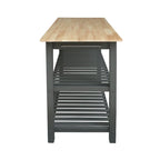 Îlot de cuisine à 2 étagères avec plateau en bois massif naturel - Non disponible