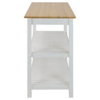 Îlot de cuisine à 2 étagères avec plateau en bois massif naturel - Non disponible