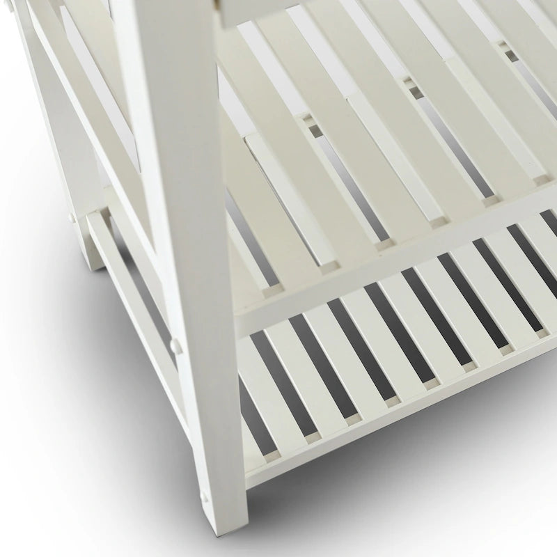 Îlot de cuisine à 2 étagères avec plateau en bois massif naturel - Non disponible