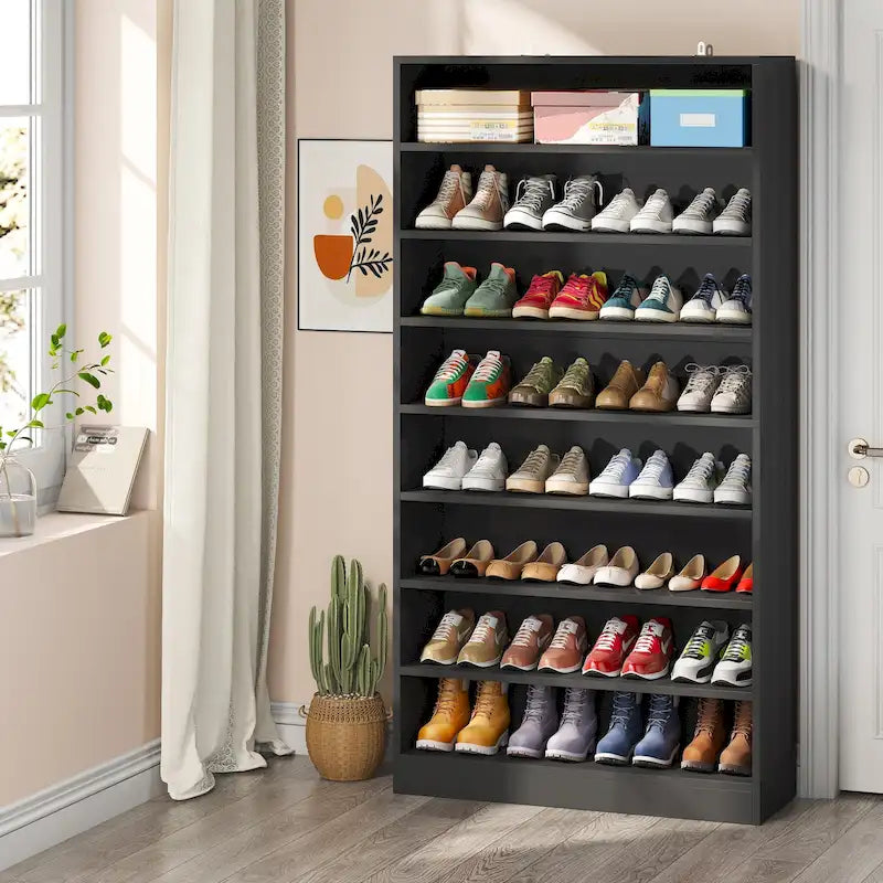 Meuble de rangement à chaussures à 9 niveaux avec étagère ouverte pour entrée