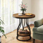 Table d'appoint ronde à deux niveaux en faux marbre avec cadre en métal élégant, table de chevet moderne et simple