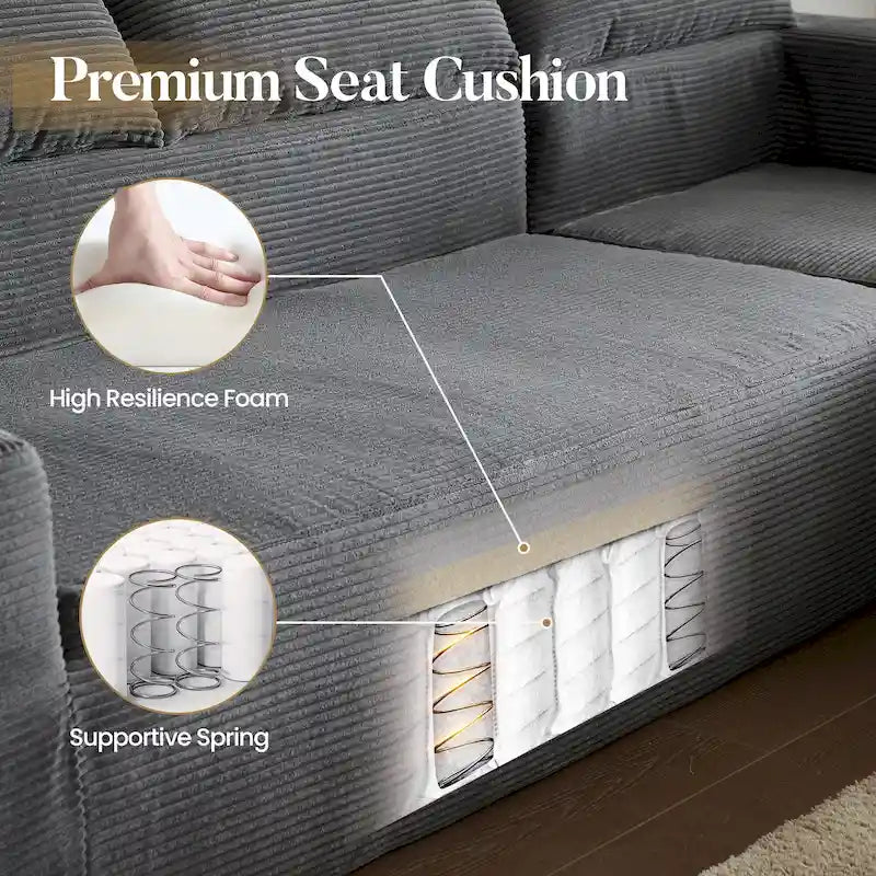 HOOOWOOO Canapé d'angle modulable en velours côtelé de style minimaliste moderne pour salon