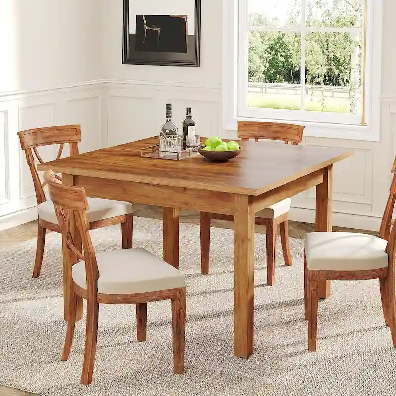 Table de salle à manger carrée de 100 cm (39,4 pouces) pour 2 à 4 personnes, avec pieds en bois massif, idéale pour le salon ou la salle à manger.