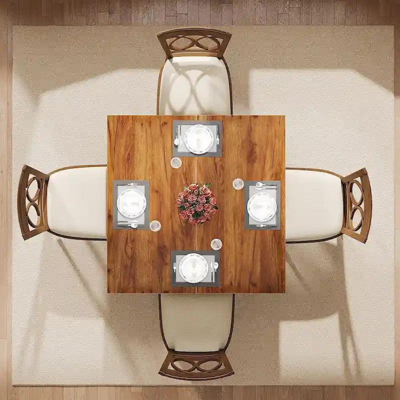 Table de salle à manger carrée de 100 cm (39,4 pouces) pour 2 à 4 personnes, avec pieds en bois massif, idéale pour le salon ou la salle à manger.