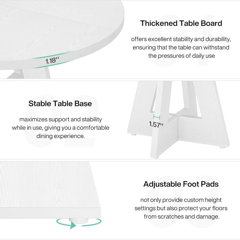 Table de salle à manger ronde de 119 cm (47 pouces) pour 4 personnes, table de cuisine en bois pour salle à manger ou salon - Non disponible