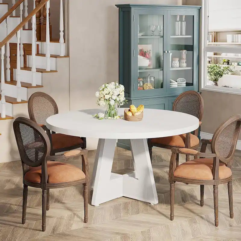 Table de salle à manger ronde de 119 cm (47 pouces) pour 4 personnes, table de cuisine en bois pour salle à manger ou salon - Non disponible