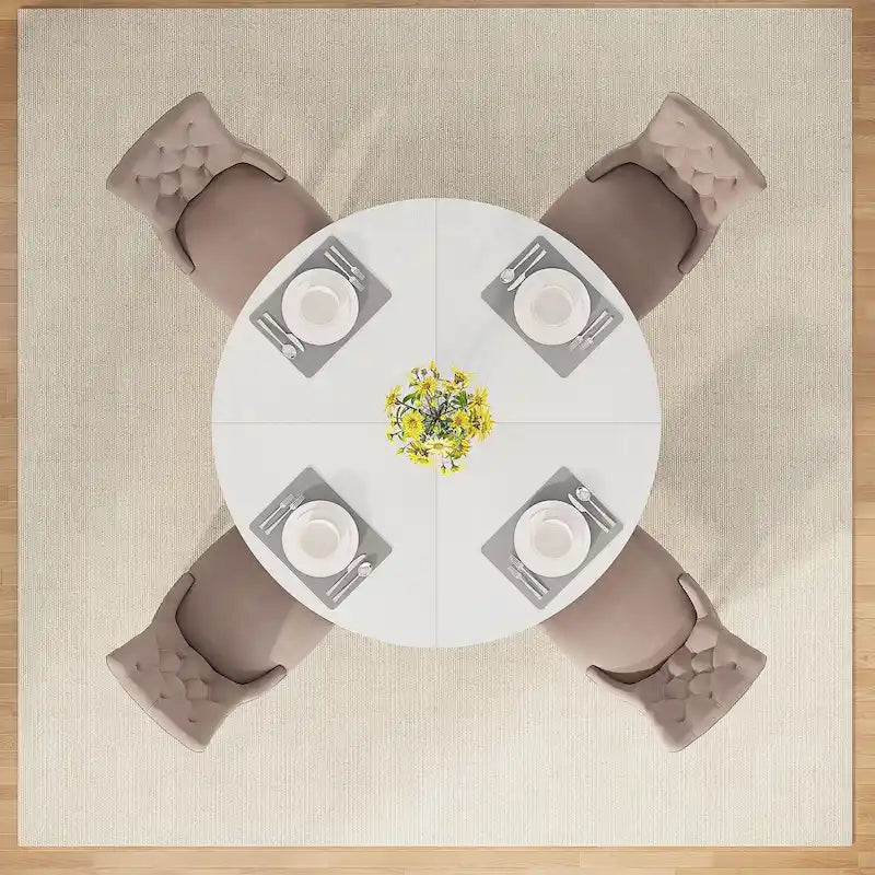 Table de salle à manger ronde de 119 cm (47 pouces) pour 4 personnes, table de cuisine en bois pour salle à manger ou salon - Non disponible