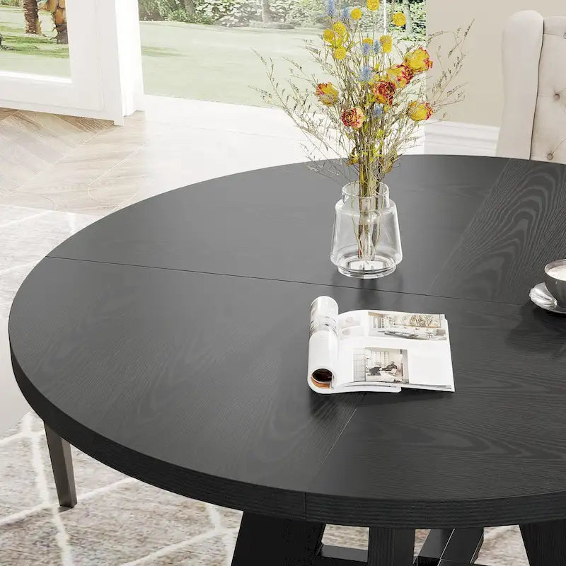 Table de salle à manger ronde de 119 cm (47 pouces) pour 4 personnes, table de cuisine en bois pour salle à manger ou salon - Non disponible