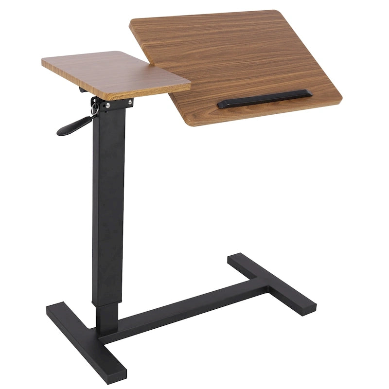 Table de lit réglable en hauteur, support pour ordinateur portable, inclinable, avec 4 roulettes