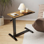 Table de lit réglable en hauteur, support pour ordinateur portable, inclinable, avec 4 roulettes