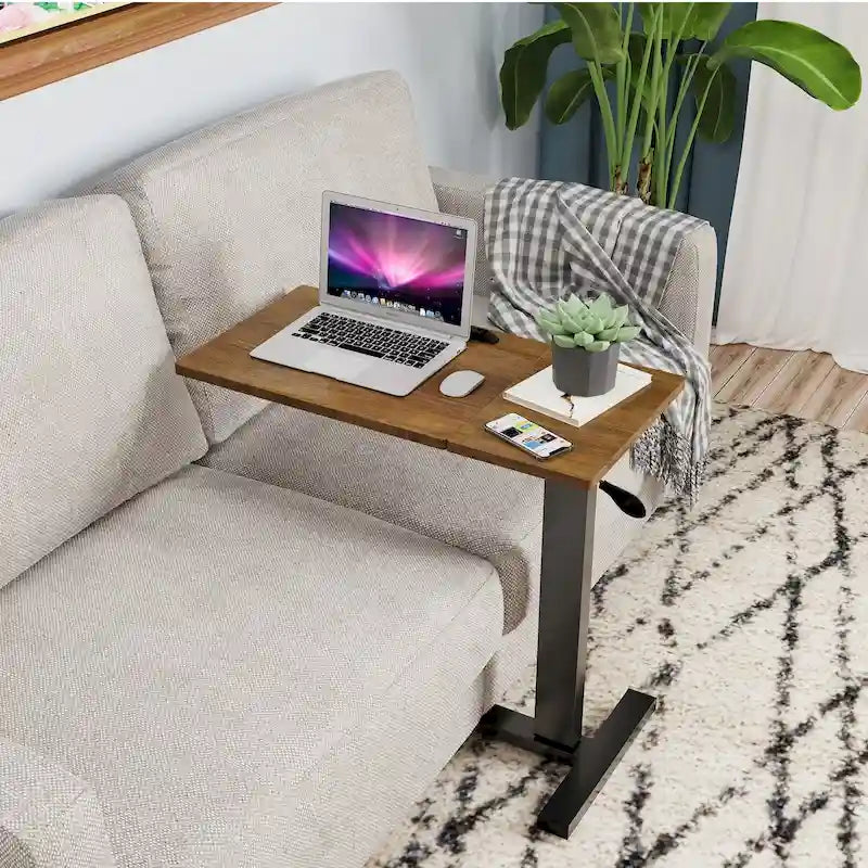 Table de lit réglable en hauteur, support pour ordinateur portable, inclinable, avec 4 roulettes