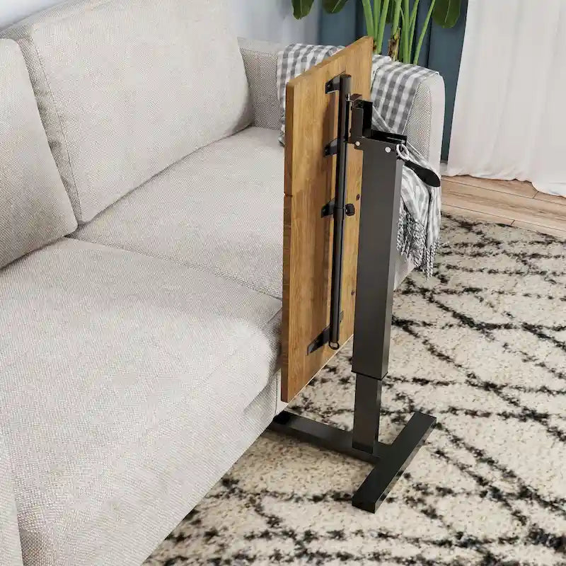 Table de lit réglable en hauteur, support pour ordinateur portable, inclinable, avec 4 roulettes