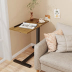 Table de lit réglable en hauteur, support pour ordinateur portable, inclinable, avec 4 roulettes