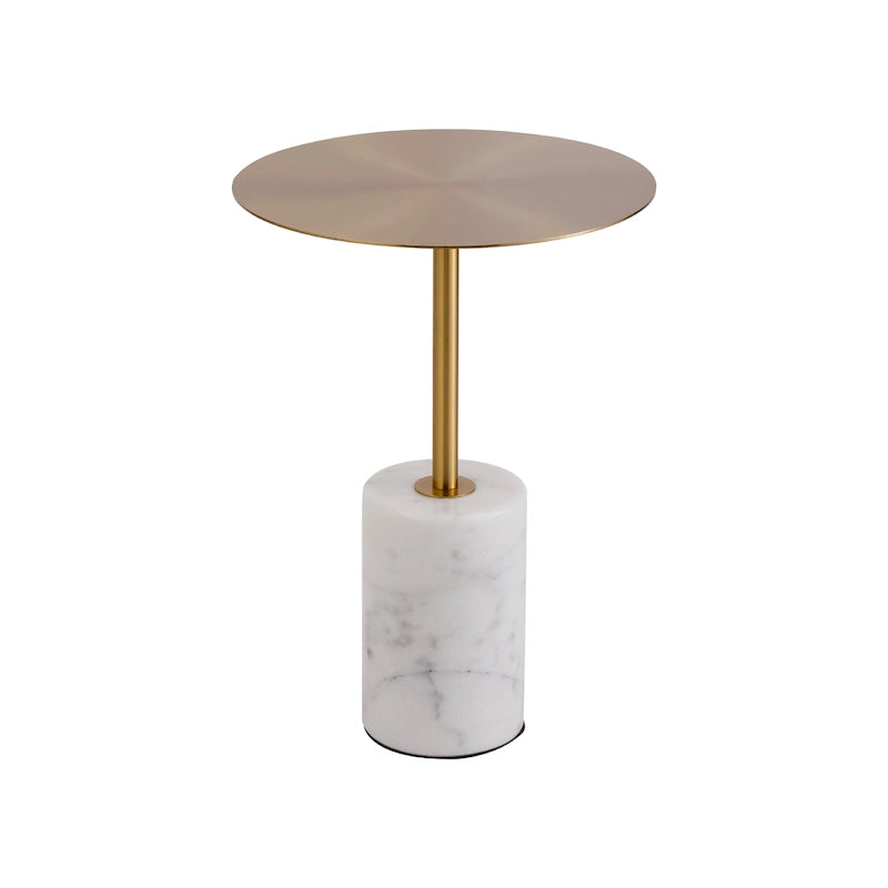 Table d'appoint ronde avec base en marbre, table de chevet circulaire pour salon ou chambre à coucher