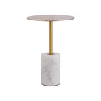 Table d'appoint ronde avec base en marbre, table de chevet circulaire pour salon ou chambre à coucher