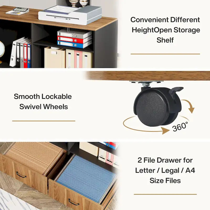 Bureau d'angle de direction 63 et ensemble de classeur mobile pour bureau à domicile