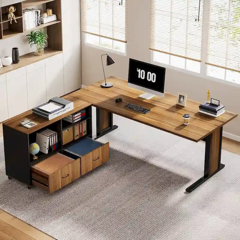 Bureau d'angle de direction 63 et ensemble de classeur mobile pour bureau à domicile