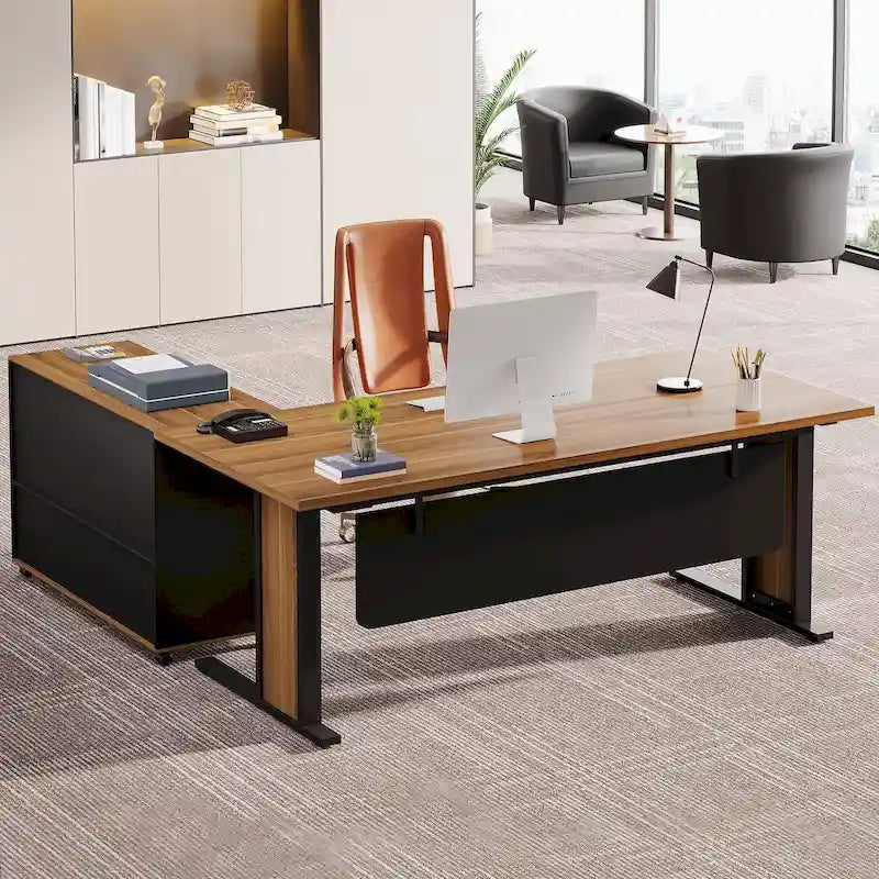 Bureau d'angle de direction 63 et ensemble de classeur mobile pour bureau à domicile