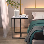 Table d'appoint/table de canapé en pierre frittée, idéale pour le salon - 45,2 x 39,6 x 52,6 cm