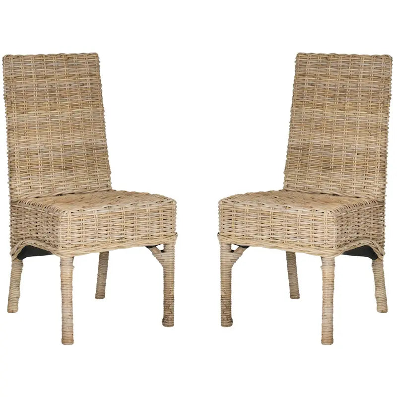 Chaises de salle à manger SAFAVIEH Karyl en osier naturel brut (lot de 2) - 47 x 47 x 97 cm - 48 cm (L) x 48 cm (P) x 97 cm (H)
