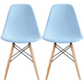 Ensemble de 2 chaises Eiffel design en plastique, pieds en bois massif, style rétro, coque moulée, idéales pour la salle à manger, l'hôtel, la cuisine ou la chambre.