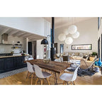 Ensemble de 2 chaises Eiffel design en plastique, pieds en bois massif, style rétro, coque moulée, idéales pour la salle à manger, l'hôtel, la cuisine ou la chambre.