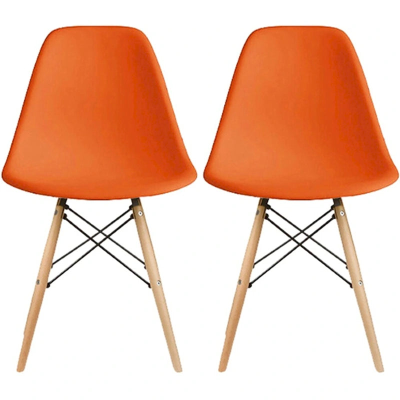 Ensemble de 2 chaises Eiffel design en plastique, pieds en bois massif, style rétro, coque moulée, idéales pour la salle à manger, l'hôtel, la cuisine ou la chambre.