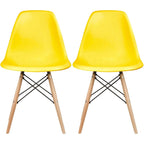 Ensemble de 2 chaises Eiffel design en plastique, pieds en bois massif, style rétro, coque moulée, idéales pour la salle à manger, l'hôtel, la cuisine ou la chambre.